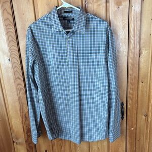 Banana Republic Men's Blue and White Plaid Shirt